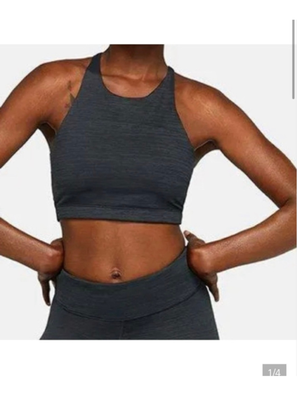Outdoor Voices Tech Sweat Crop Too Longline Bra Charcoal- Size Small
